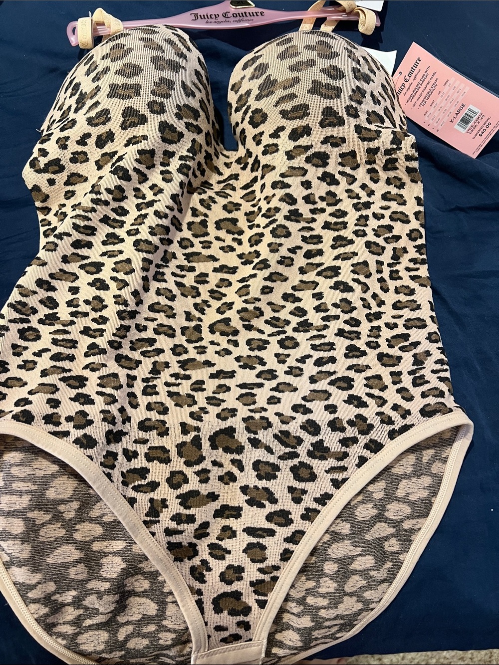 Juicy Couture Leopard Print Strapless Shapewear Bodysuit in leopard